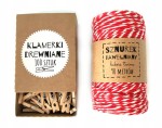 100 szt. Klamerki drewniane 2,5 cm sznurek bawełniany 90 mb
