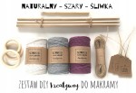 Sznurki makrama do MAKRAMY 2 mm sznurek BAWEŁNIANY siwy śliwkowy na prezent