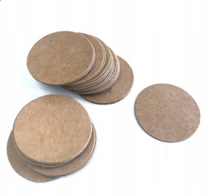 100 szt Kartoniki papierowe stempli BEZ DZIURKI koło kółko 2,5 cm kraft